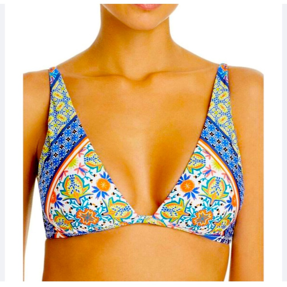 Nanette Lepore $92 Scarf Patchwork Bikini top size 4 NWT